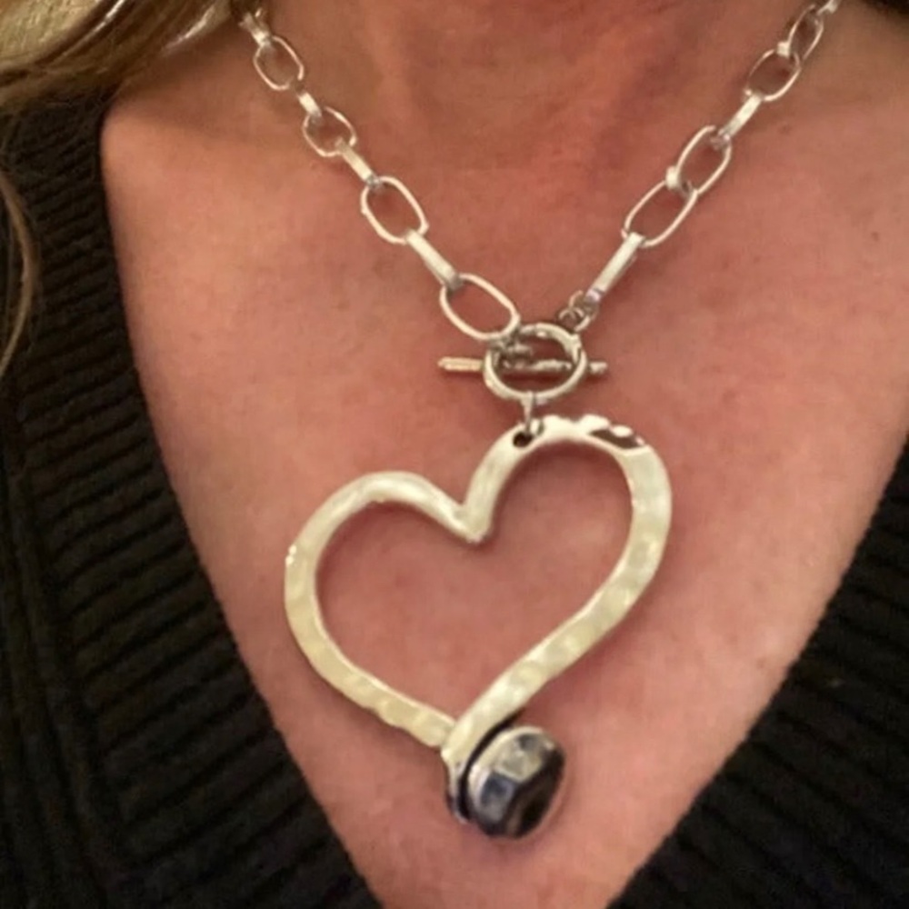 - Large Silver Heart Necklace